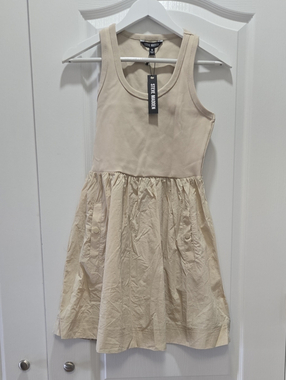 Steve Madden Cream Tank-Style Casual Dress